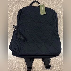 NWT Vera Bradley Large Quilted Laptop Backpack Bag Moonless Night Black Flowers
